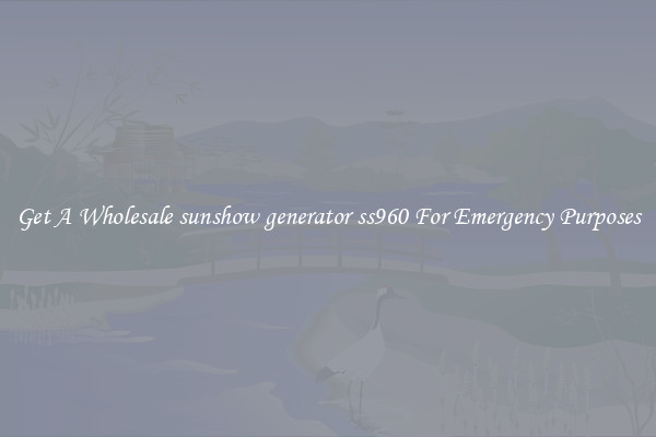 Get A Wholesale sunshow generator ss960 For Emergency Purposes