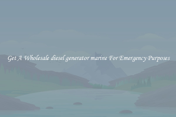 Get A Wholesale diesel generator marine For Emergency Purposes